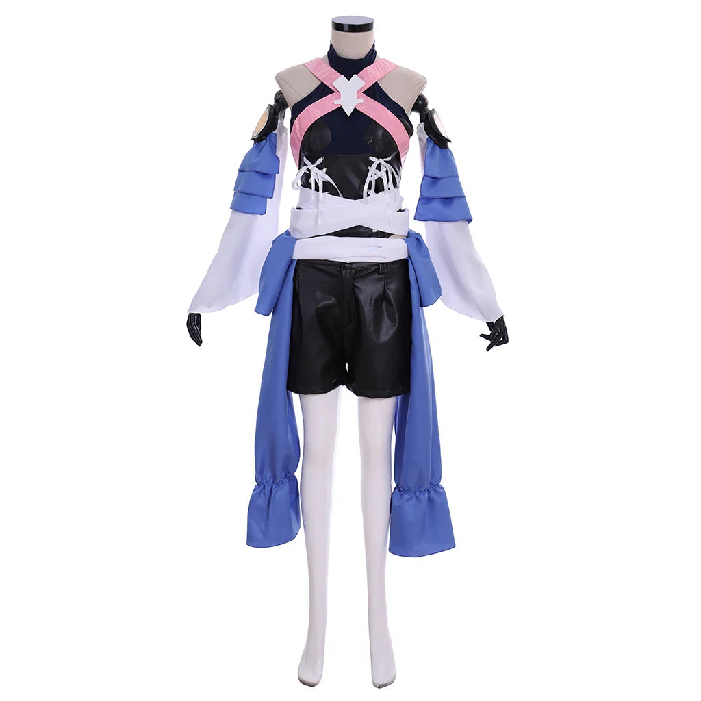 Astricos Aqua Cosplay Costume - Women's Sexy Black Uniform Suit with Accessories for Halloween and Comic Con - Astricos