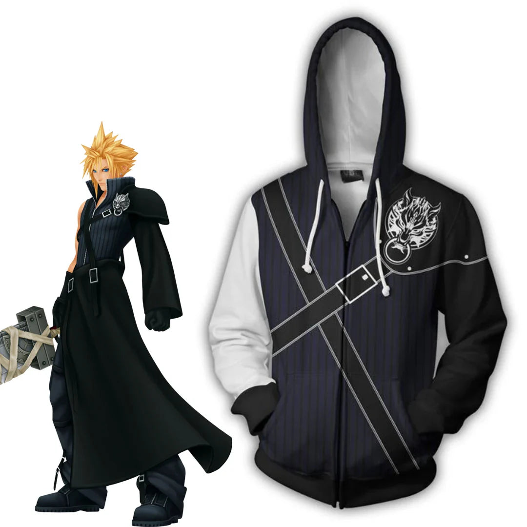 Astricos FF7 Remake Cloud Strife Cosplay Hoodie - Unisex 3D Print Sweatshirt for Halloween & Carnival - Astricos