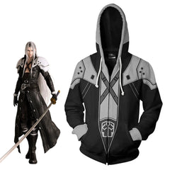 Astricos FFVII Rebirth Sephiroth Cosplay Sweatshirt Unisex Vintage 3D Printed Hooded Pullover for Halloween Carnival Party - Astricos