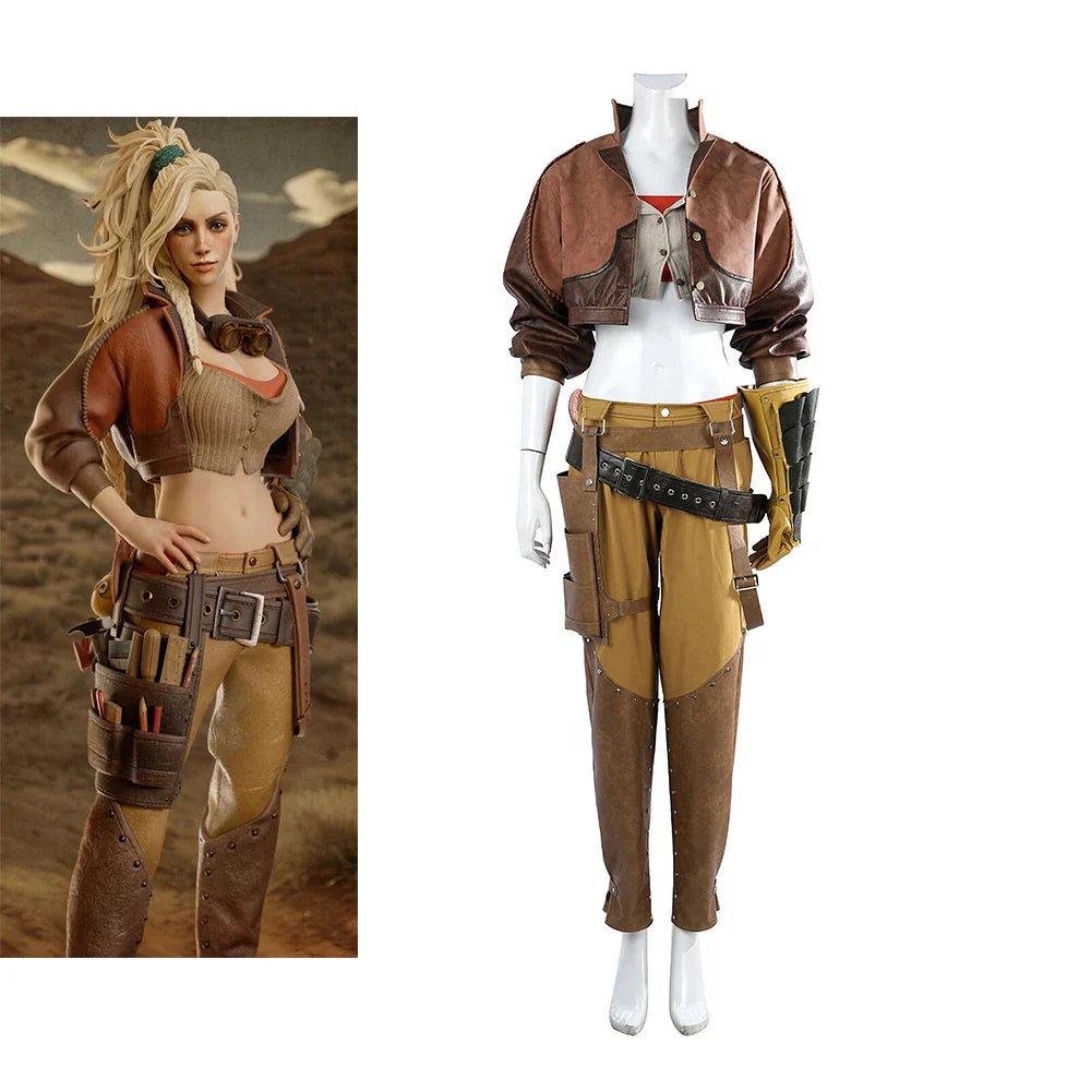 Astricos Cosplay Retro Game Wilds Costume Women Sexy Crop Top Jacket Pants Full Set Halloween Party Hunter Uniform Suit - Astricos