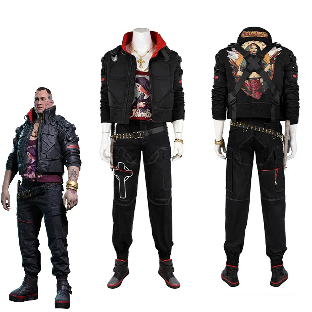 Astricos Men's Jackie Cosplay Mercenary Punk Retro Coat Top Pants Battle Uniform Suit for Halloween Carnival Party Streetwear - Astricos