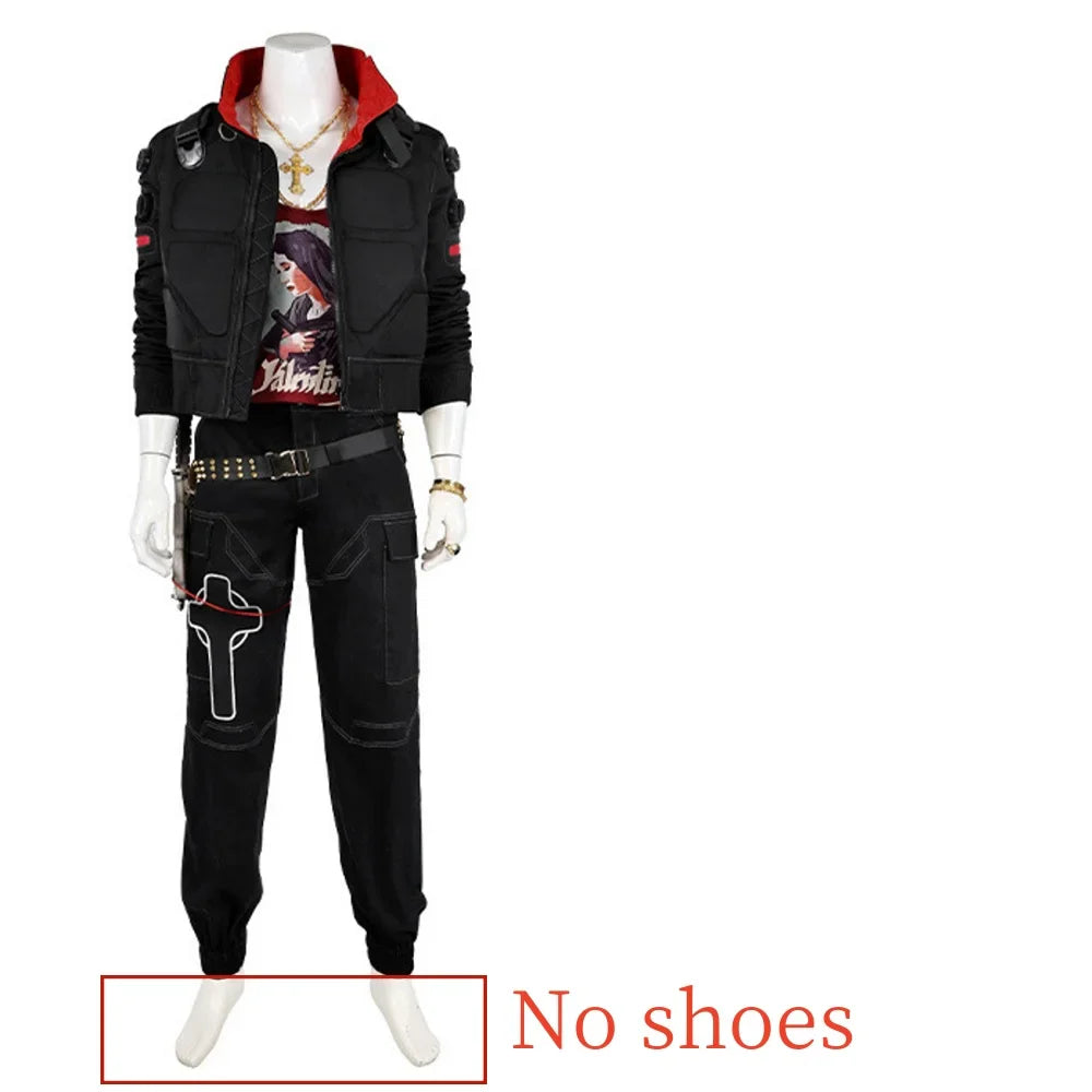 Astricos Men's Jackie Cosplay Mercenary Punk Retro Coat Top Pants Battle Uniform Suit for Halloween Carnival Party Streetwear - Astricos