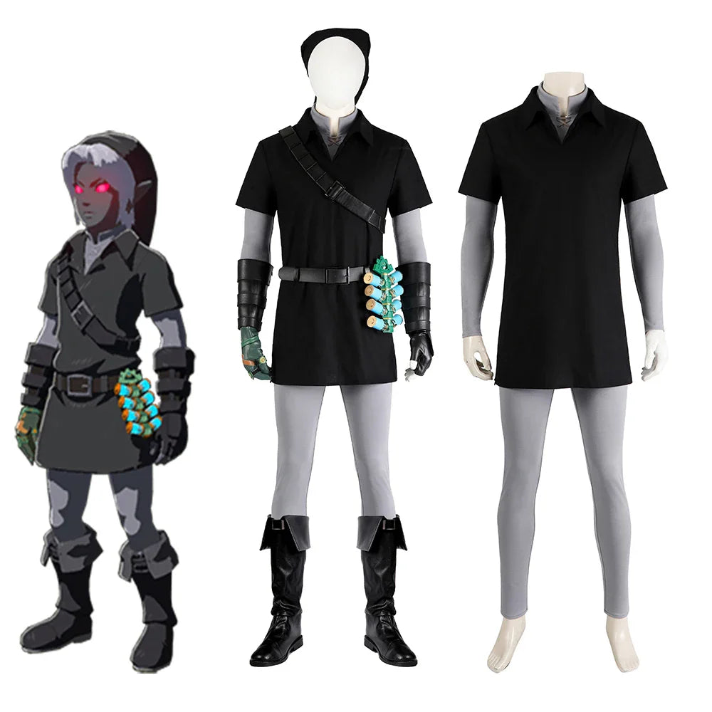 Astricos Zelda Cosplay: Men's Dark Warrior Battle Uniform Full Set for Halloween and Carnival Parties - Astricos