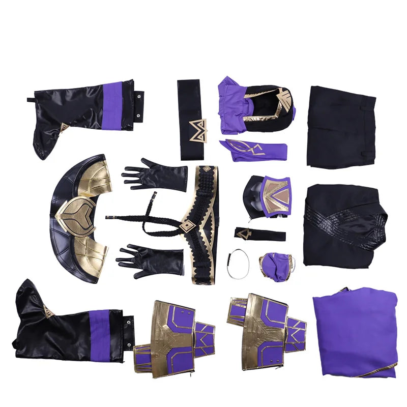 Astricos Rain Cosplay Costume | Premium Purple Warrior Uniform Set with Armguard, Gloves, and Mask - Astricos