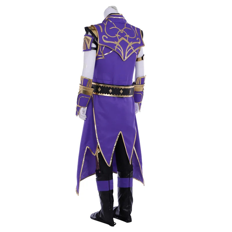 Astricos Rain Cosplay Costume | Premium Purple Warrior Uniform Set with Armguard, Gloves, and Mask - Astricos