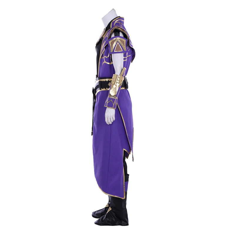 Astricos Rain Cosplay Costume | Premium Purple Warrior Uniform Set with Armguard, Gloves, and Mask - Astricos