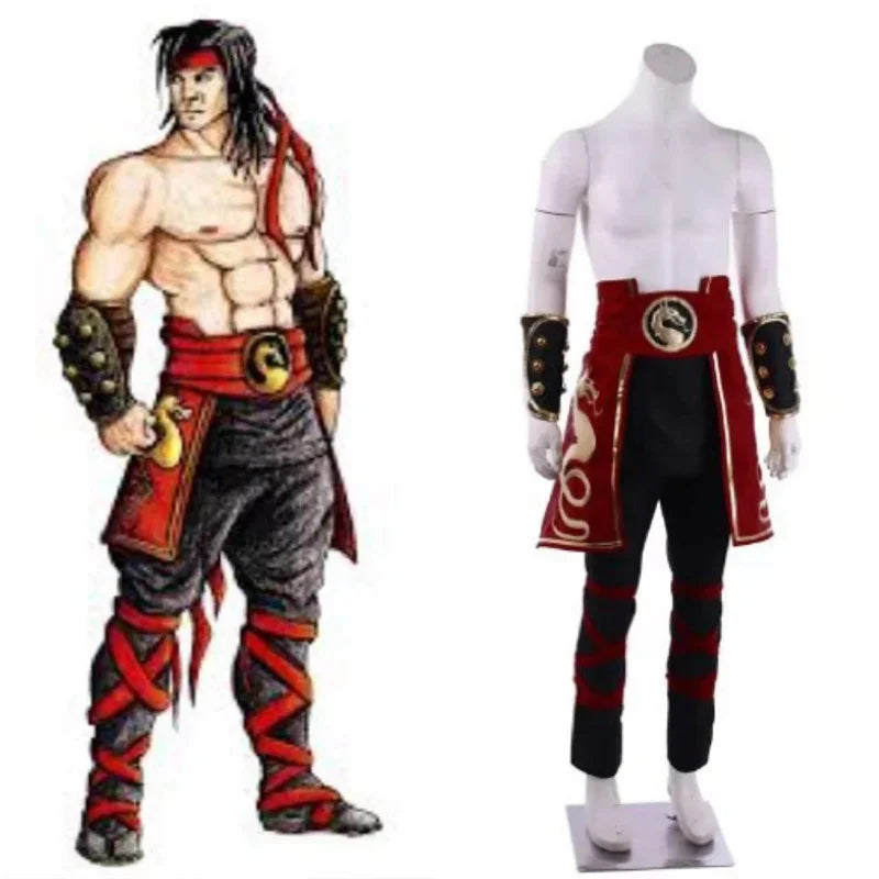 Astricos Liu Kang Cosplay Costume Deluxe Men's Halloween Party Suit with Headband - Astricos