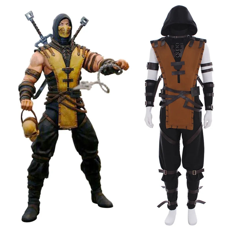 Astricos Scorpion Cosplay Costume for Adults - Mortal Kombat Inspired Full Set Outfit - Astricos