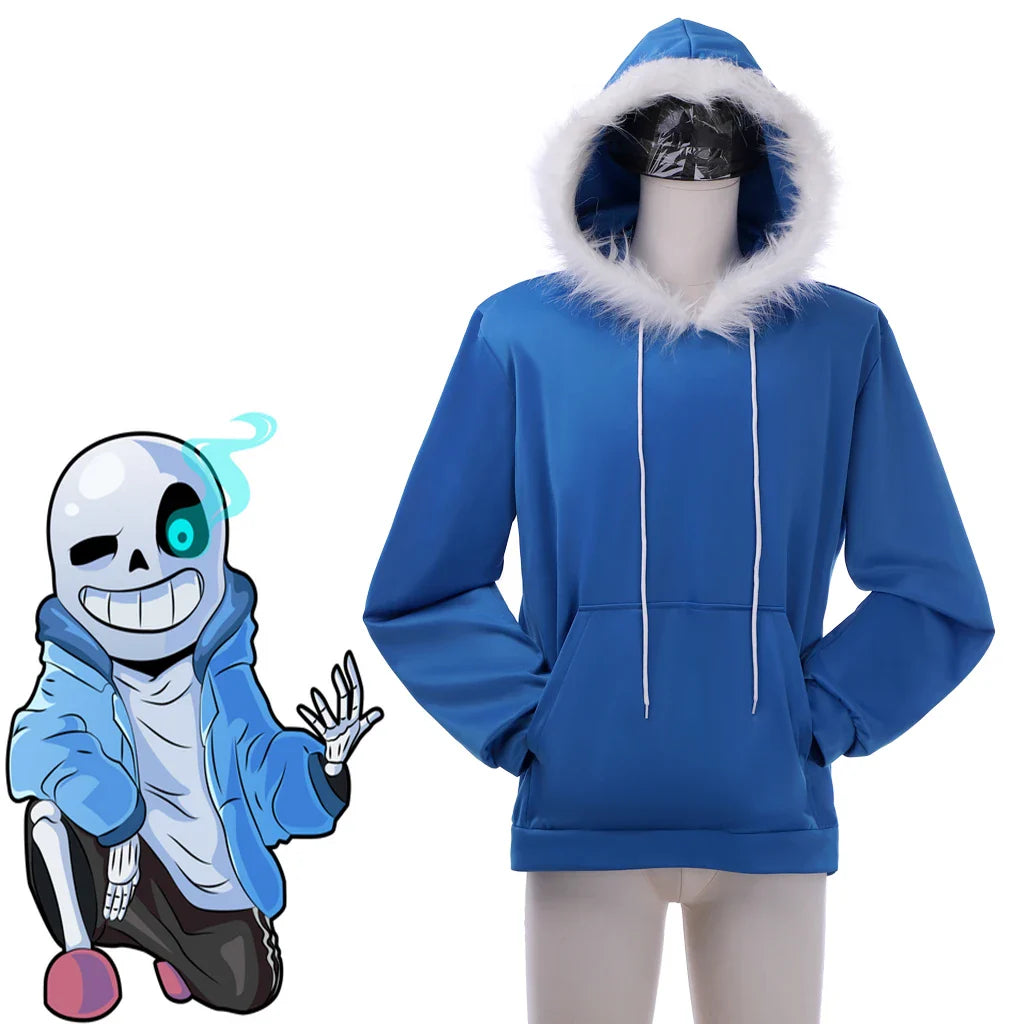 Astricos Sans Cosplay Costume Men Blue Hoodies Halloween Carnival Comic Con Sweatshirt Streetwear - Astricos