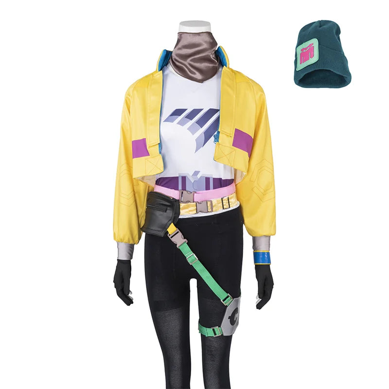 Astricos Killjoy Cosplay Costume - Yellow Coat with Bag, Belt, Hat for Halloween & Parties - Astricos