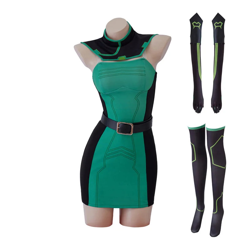 Astricos Viper Cosplay Costume – Bold Green Combat Dress for Women | Ideal for Halloween Parties - Astricos