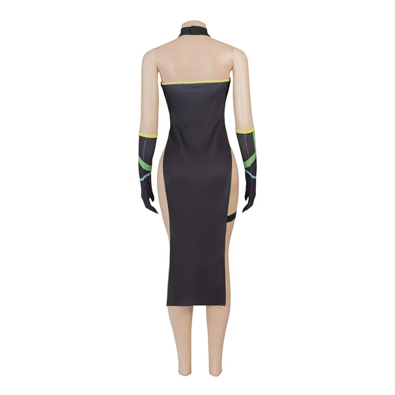 Astricos Viper Cosplay Costume - Bold Green Dress with Gloves and Socks for Halloween - Astricos