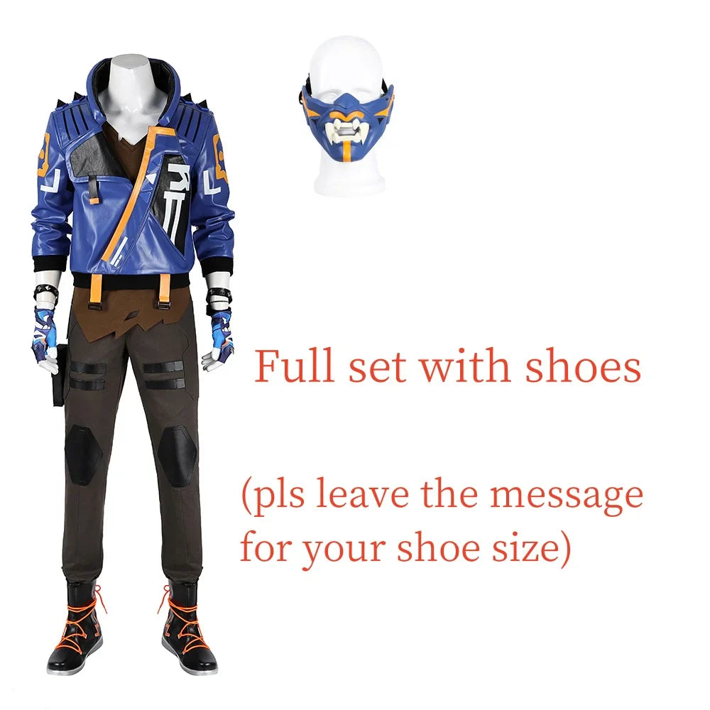 Astricos Yoru Cosplay Costume for Men - Fantasia Blue Jacket Top Pants Mask Full Set for Halloween Parties - Astricos