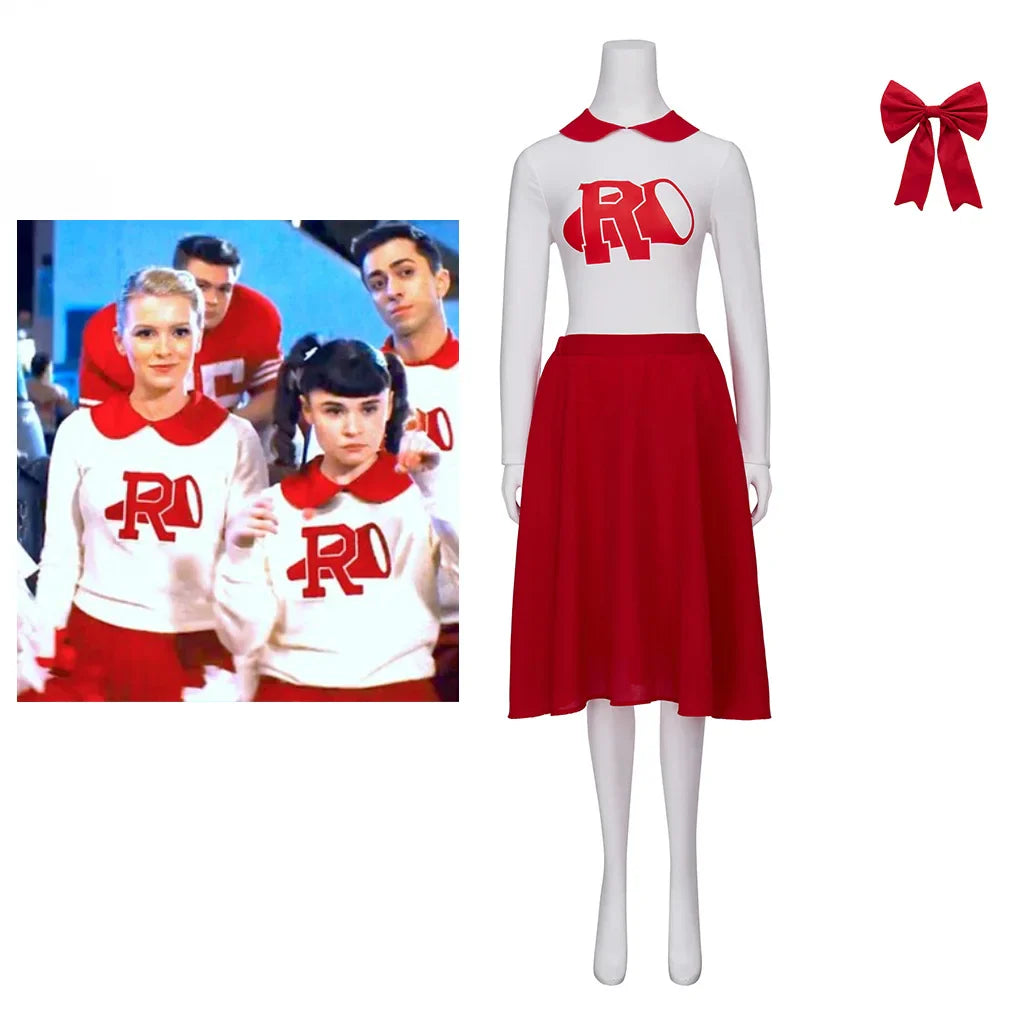 Astricos: Grease TV Series Pink Ladies Cheerleading Cosplay Costume - Iconic Red Skirt Suit with Accessories - Astricos