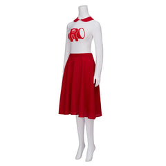 Astricos: Grease TV Series Pink Ladies Cheerleading Cosplay Costume - Iconic Red Skirt Suit with Accessories - Astricos