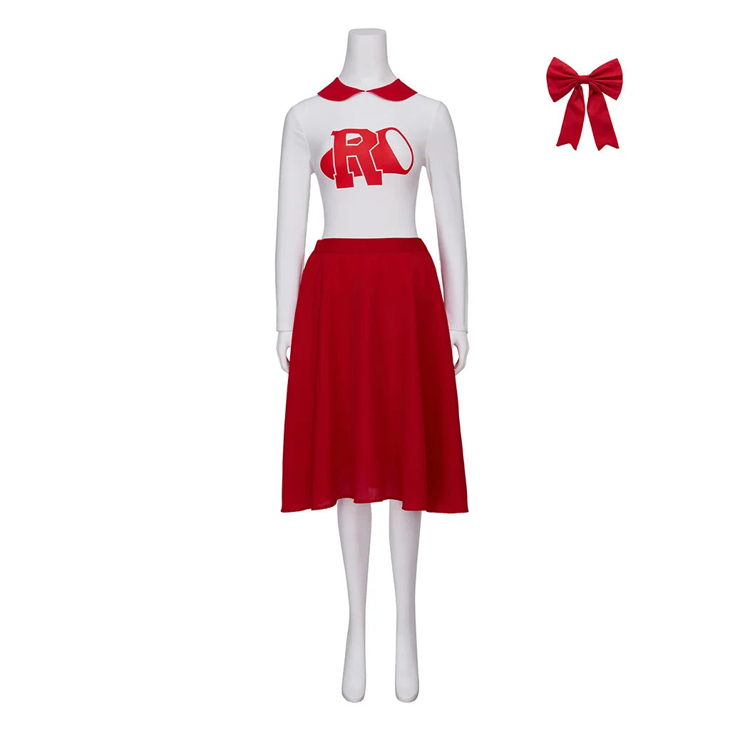 Astricos: Grease TV Series Pink Ladies Cheerleading Cosplay Costume - Iconic Red Skirt Suit with Accessories - Astricos