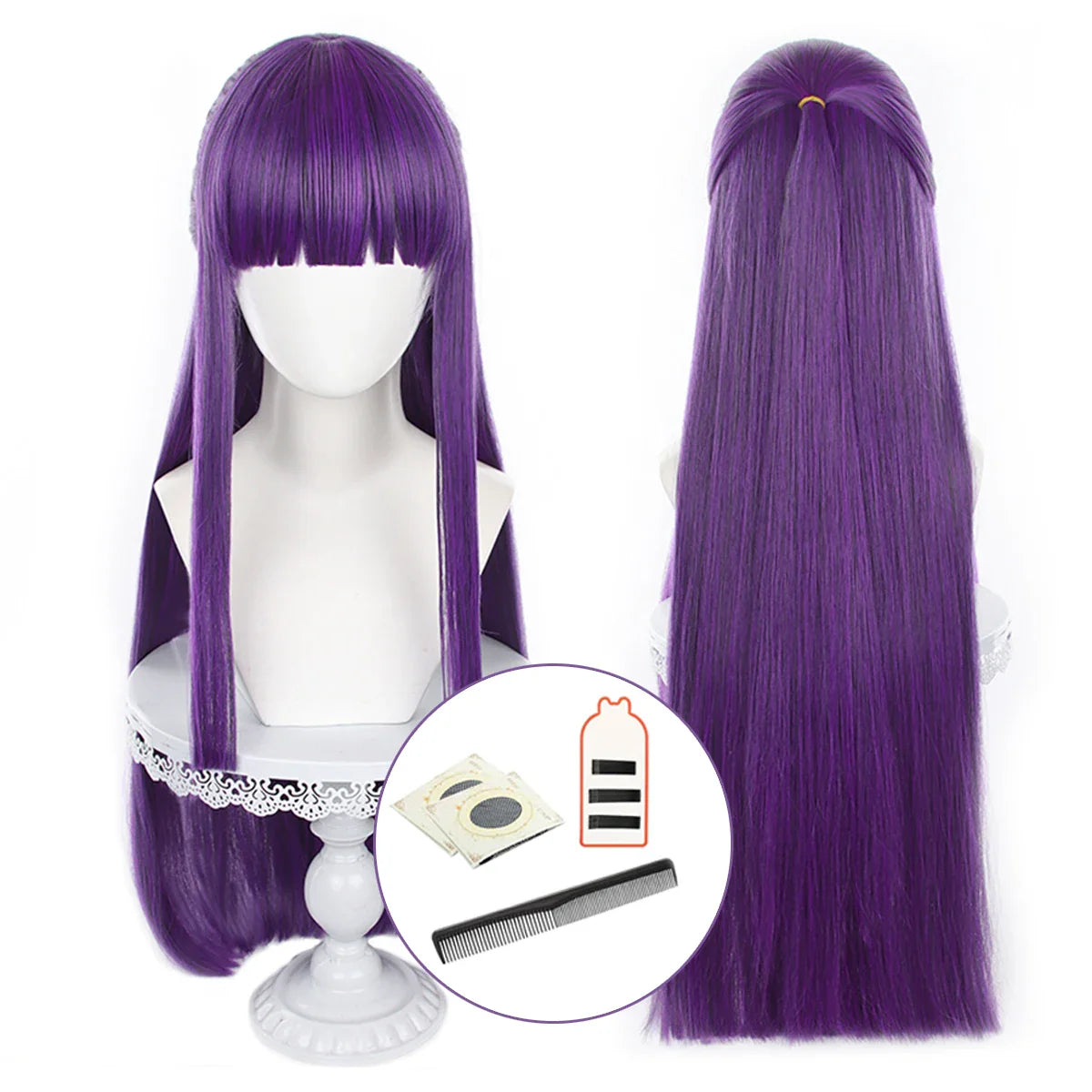 Astricos Anime Fren Cosplay Wig - Long Purple Rose Synthetic Fiber Adjustable Size Gift - Astricos