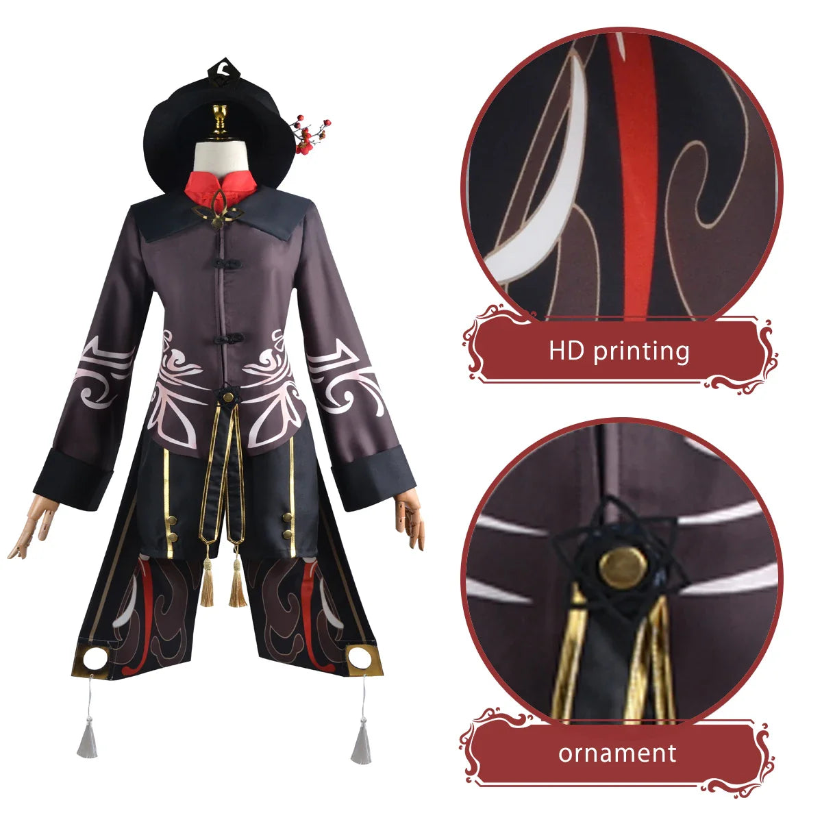 Astricos Hu Tao Cosplay Wig and Outfit - Authentic Genshin Impact Halloween Costume - Astricos