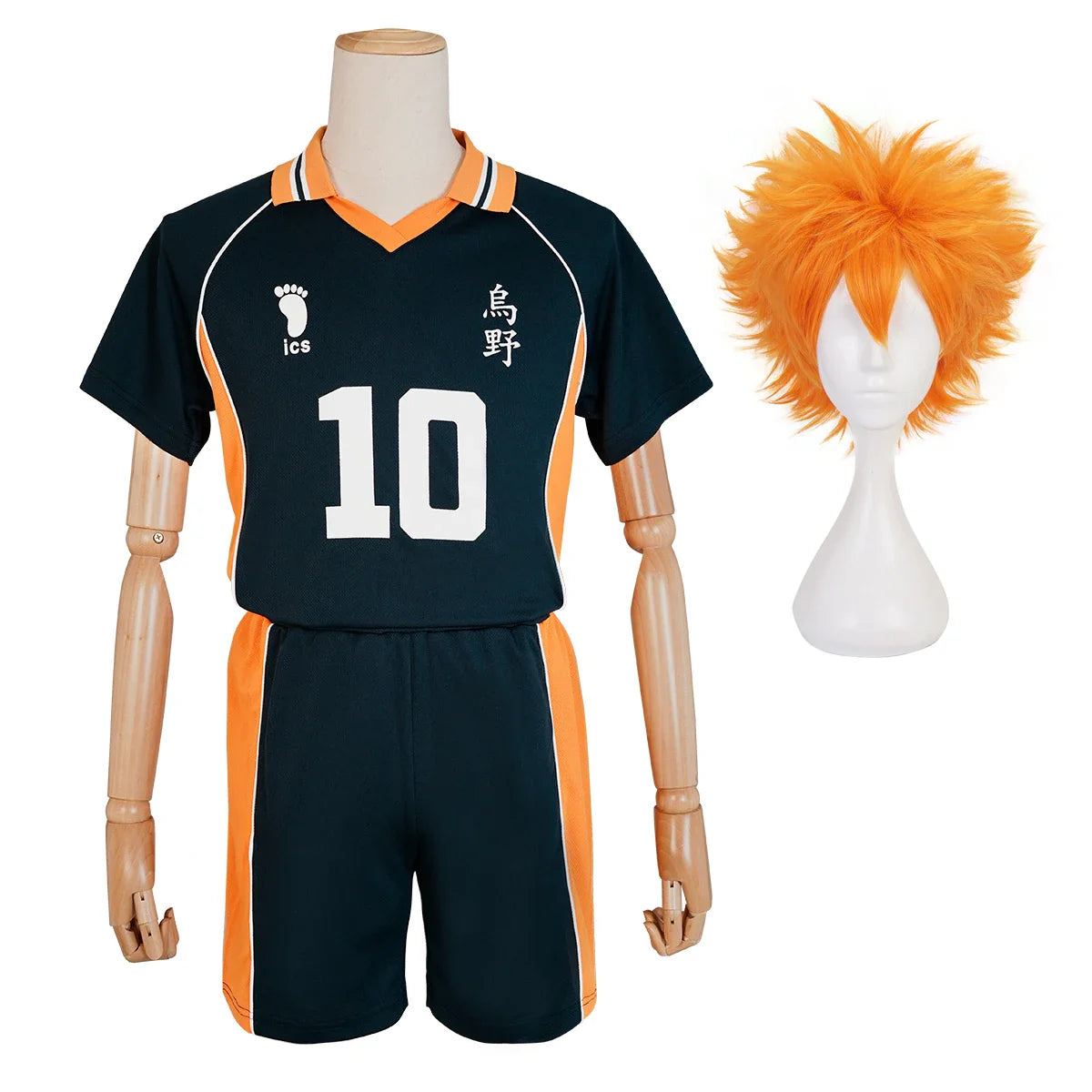 Astricos Anime Hinata Shouyou Cosplay Costume Wig Jerseys NO.10 Karasuno High School Volleyball Uniform Top Short Daily Wear - Astricos