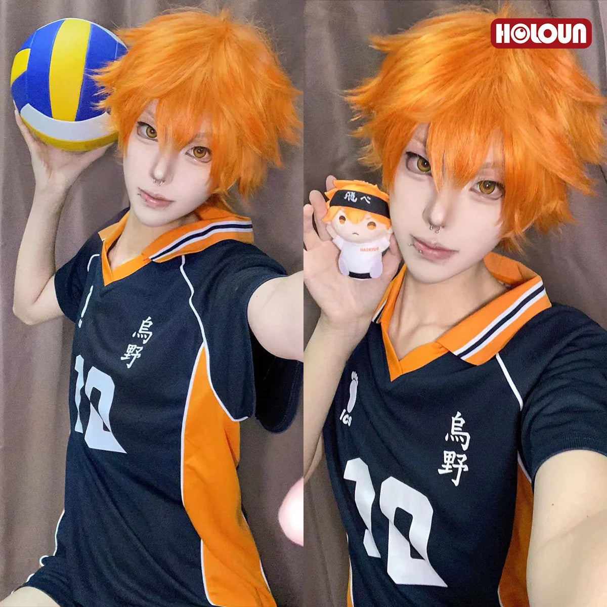 Astricos Anime Hinata Shouyou Cosplay Costume Wig Jerseys NO.10 Karasuno High School Volleyball Uniform Top Short Daily Wear - Astricos