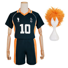 Astricos Anime Hinata Shouyou Cosplay Costume Wig Jerseys NO.10 Karasuno High School Volleyball Uniform Top Short Daily Wear - Astricos