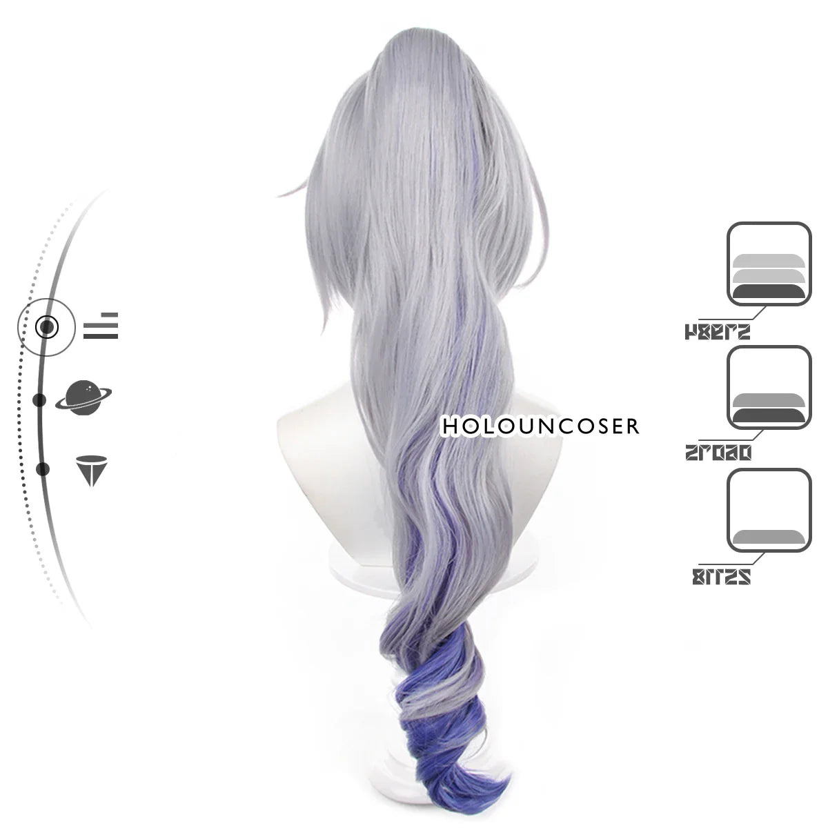 Astricos Silver Wolf Cosplay Wig - Heat Resistant Synthetic Fiber for Honkai Star Rail Characters - Astricos