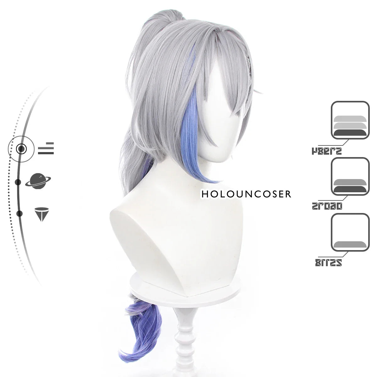 Astricos Silver Wolf Cosplay Wig - Heat Resistant Synthetic Fiber for Honkai Star Rail Characters - Astricos