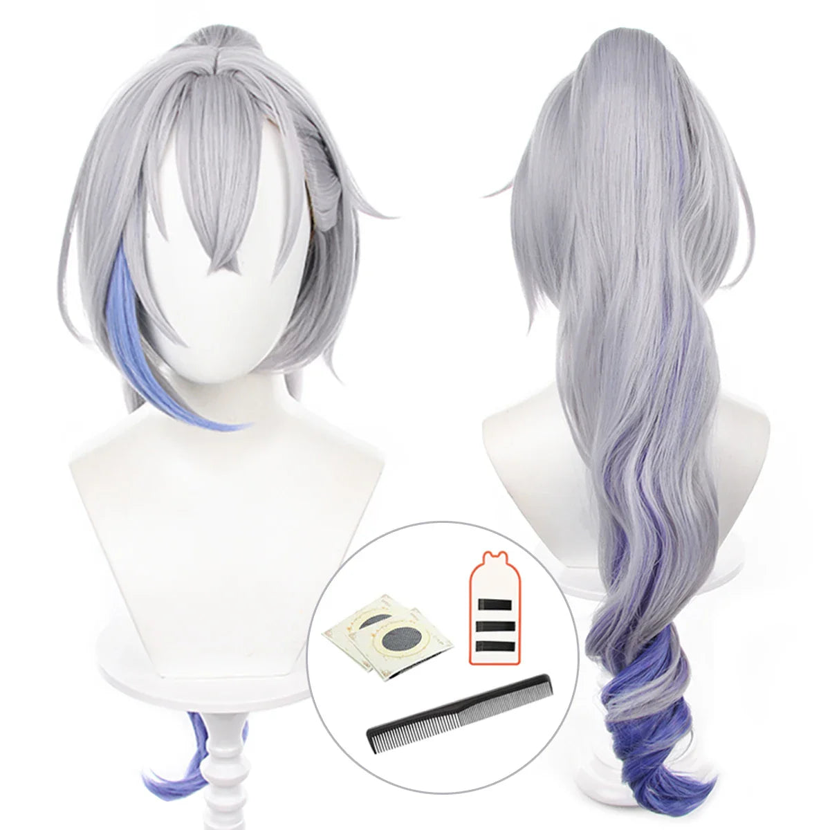 Astricos Silver Wolf Cosplay Wig - Heat Resistant Synthetic Fiber for Honkai Star Rail Characters - Astricos