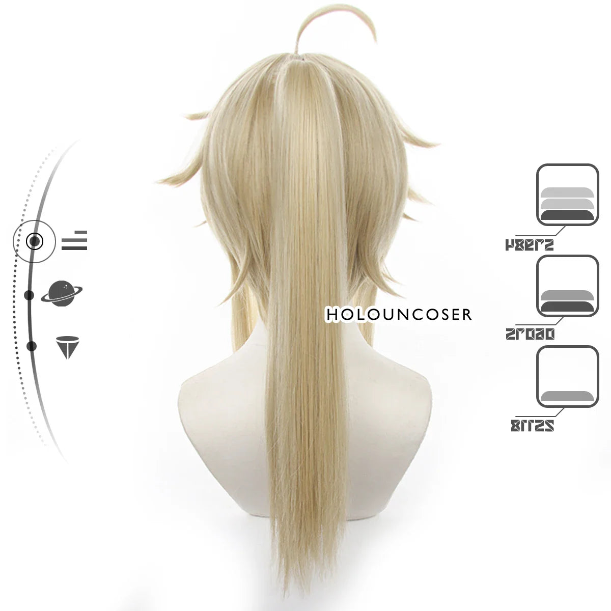 Astricos Yanqing Cosplay Wig - Heat Resistant Synthetic Fiber with Adjustable Rose Net for Honkai Star Rail - Astricos