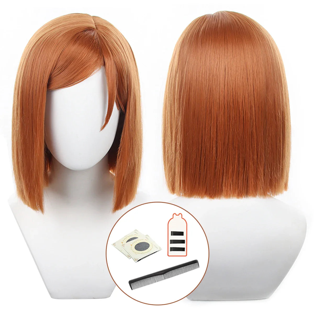 Astricos Anime Nobara Kugisaki Cosplay Wig - Premium Synthetic Fiber with Adjustable Cap for Parties - Astricos