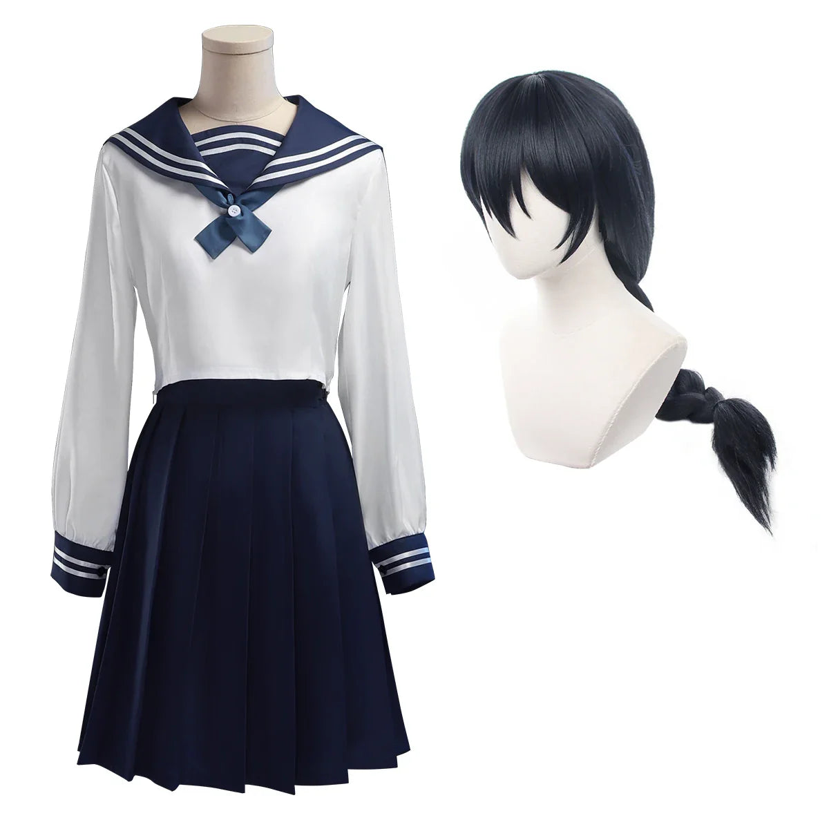 Astricos Anime Amanai Riko Cosplay Costume Wig Sailor JK Skirt Synthetic Braid for Halloween Christmas - Astricos