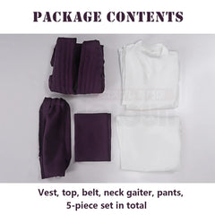 Astricos Choso Cosplay Costume from Jujutsu Kaisen - Purple Vest, Neck Gaiter, Belt, White Pants - Astricos