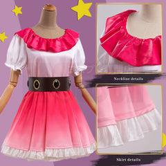 Astricos Anime Ai Hoshino Cosplay Costume - Gradient Pink Dress, Bunny Hairpin, and Wig Set - Astricos