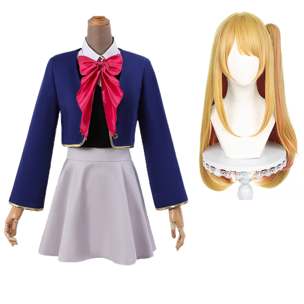 Astricos Anime Rubii Ruby Hoshino Cosplay Costume Wig School Uniform Dress Tops Skirt Sister Party Gift - Astricos