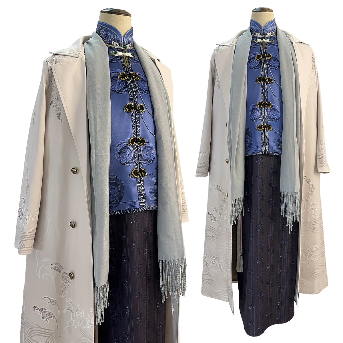 Astricos Marius Cosplay Costume - King Coat Tang Suit Scarf Long Skirt Earring Delicate Outfit for Themed Events - Astricos