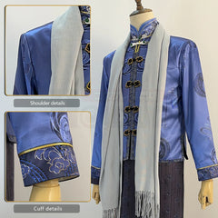 Astricos Marius Cosplay Costume - King Coat Tang Suit Scarf Long Skirt Earring Delicate Outfit for Themed Events - Astricos