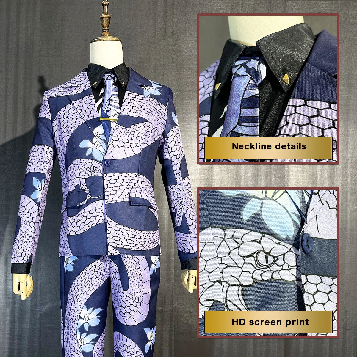 Astricos Anime Cosplay Rindo Haitani Purple Snake Suit Casual Wear for Halloween & Christmas - Astricos