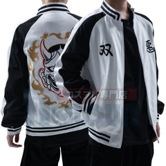 Astricos Anime Costume Souta Nahoya Kawata Jacket with Smiley and Angry Embroidery for Casual and Halloween - Astricos