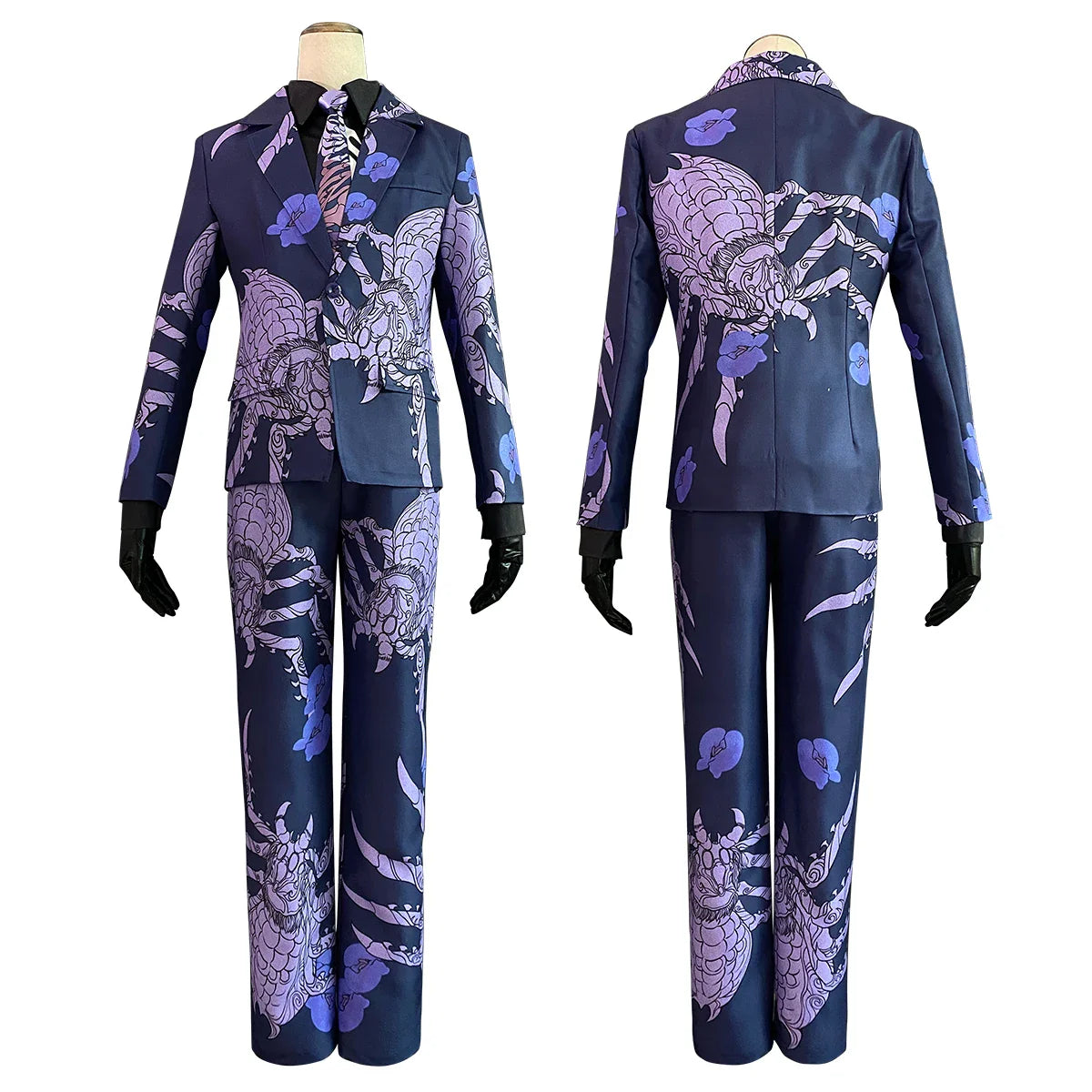 Astricos Anime Ran Haitani Cosplay Costume - Spider Suit Outfit with Shirt, Pants, Tie, Gloves for Everyday & Holiday Gift - Astricos