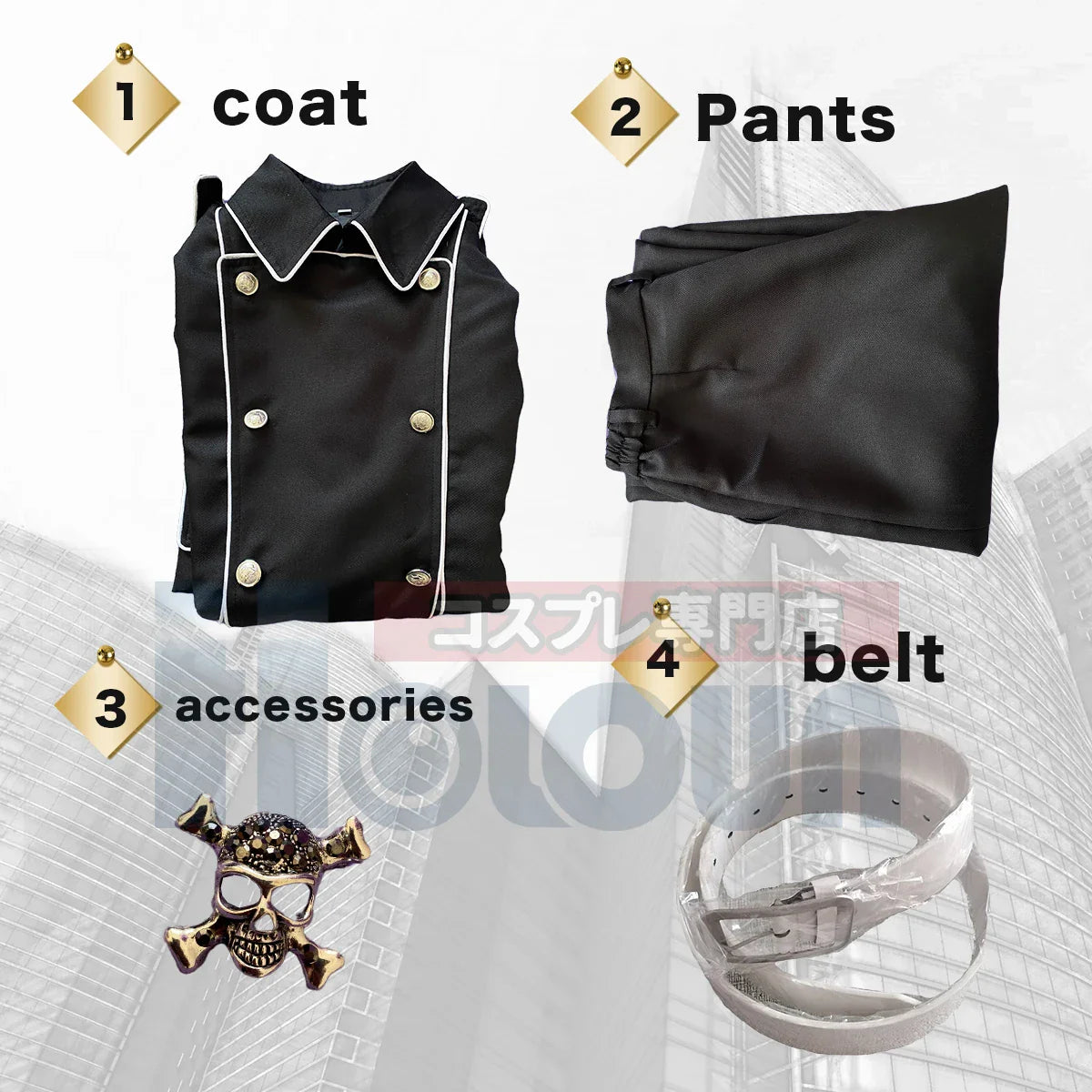 Astricos Anime Ran Rindo Haitani Cosplay Costume - Manji Gang Embroidery Black Coat Pants Belt for Halloween Christmas - Astricos