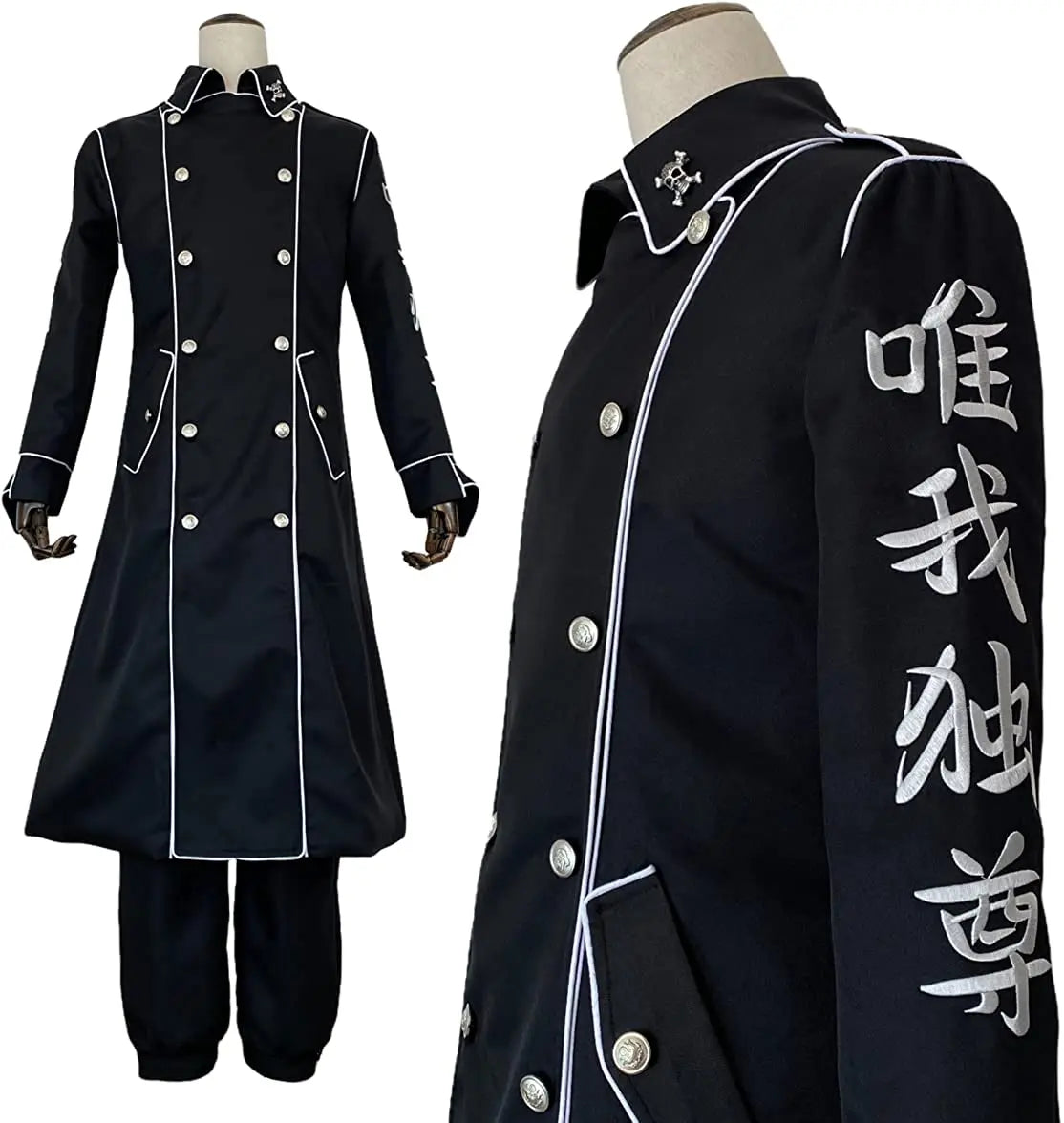 Astricos Anime Ran Rindo Haitani Cosplay Costume - Manji Gang Embroidery Black Coat Pants Belt for Halloween Christmas - Astricos