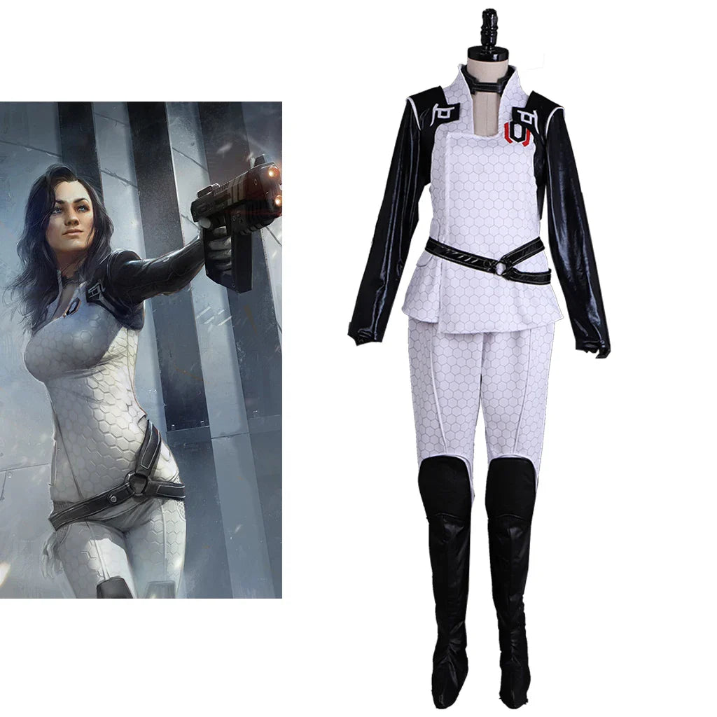 Astricos Miranda Lawson Cosplay Costume - Women's Punk Retro White Battle Suit for Sci-fi Fans - Astricos