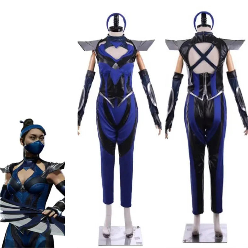 Astricos Mortal Kombat 11 Kitana Cosplay Costume with Face Mask | Kitana Kahn Outfit for Women Halloween - Astricos