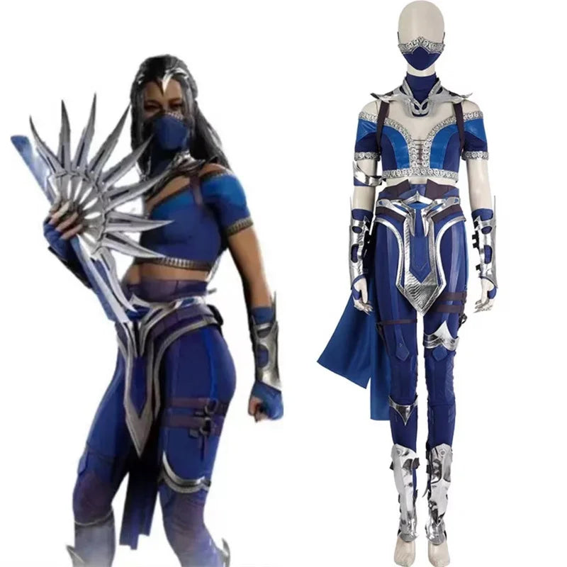 Astricos Kitana Costume - Sexy Blue Top, Pants, Mask, and Accessories for Mortal Kombat Cosplay - Astricos