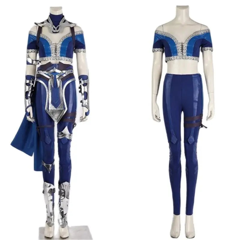 Astricos Kitana Costume - Sexy Blue Top, Pants, Mask, and Accessories for Mortal Kombat Cosplay - Astricos