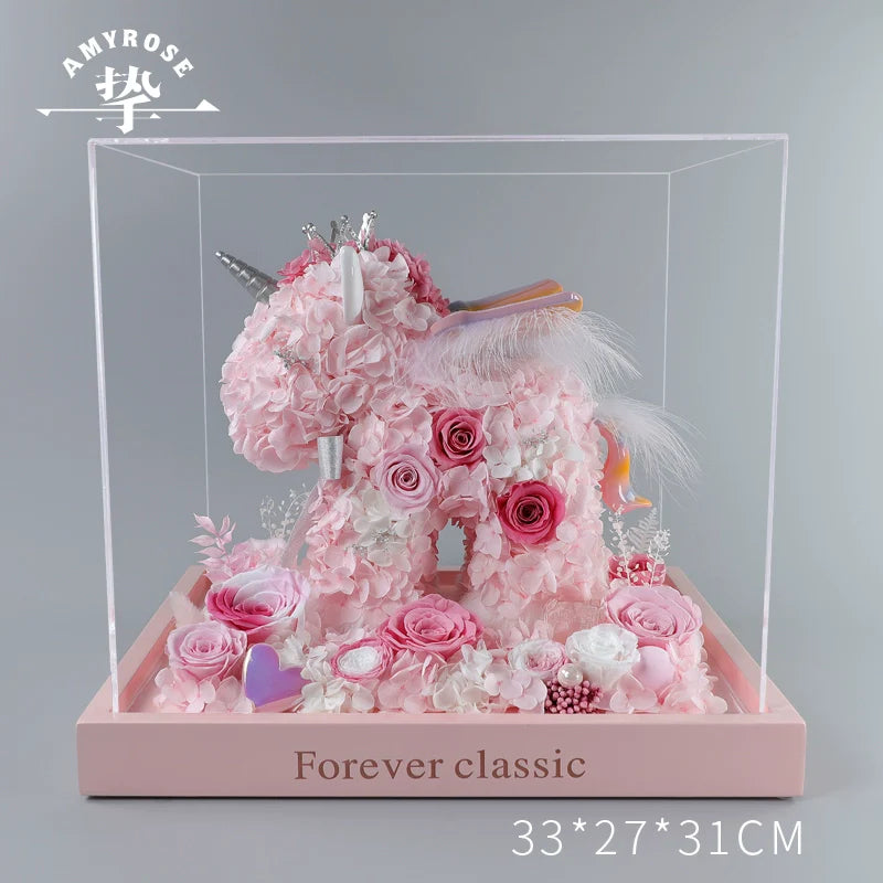 Astricos Unicorn Gift Box Rose Bouquet - Special Occasion Decor for Her - Astricos