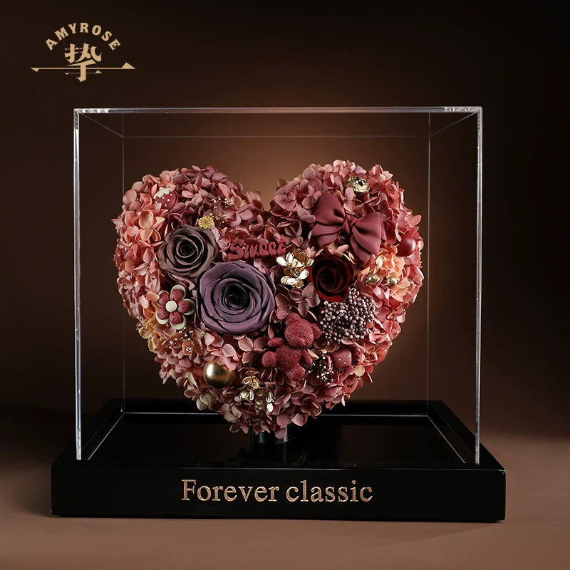 Astricos Timeless Love Eternal Rose Ornament – Exquisite Heart-Shaped Gift for Special Occasions - Astricos