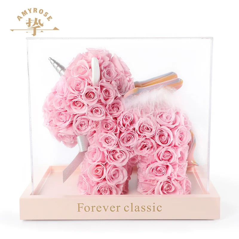 Astricos Unicorn Gift Box Rose Bouquet - Special Occasion Decor for Her - Astricos