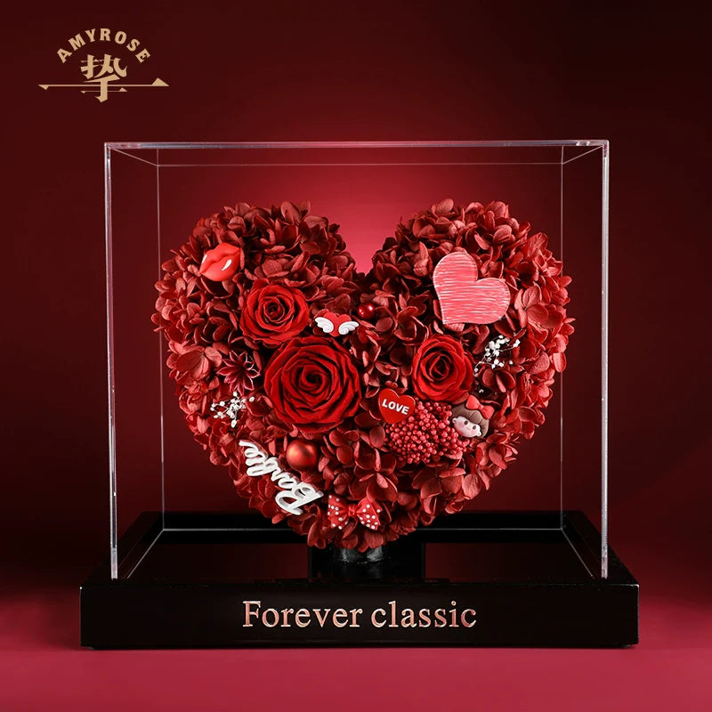 Astricos Timeless Love Eternal Rose Ornament – Exquisite Heart-Shaped Gift for Special Occasions - Astricos