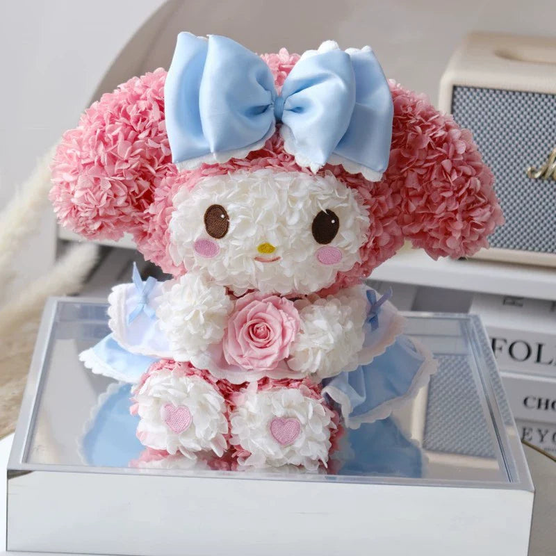 Astricos Timeless Flower Bunny Figurine - Cute Real Flower Decor Gift for Special Occasions - Astricos